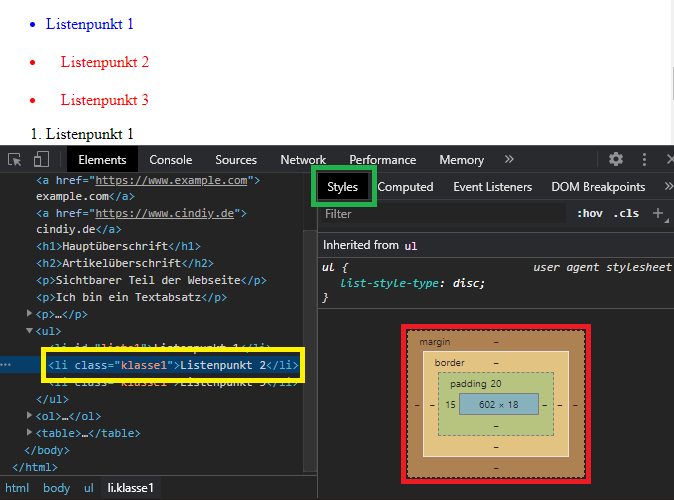 Boxmodell im Webbrowser