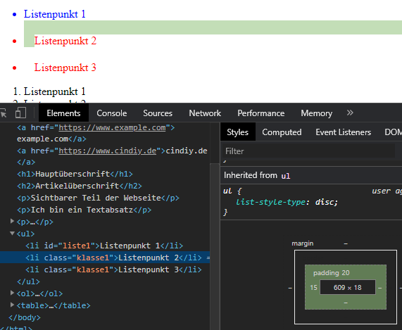 Farblich hinterlegter Abstand im Webbrowser