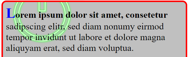 Der erste Buchstabe wir größer und in Blau dargestellt