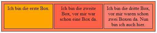 Flexboxen mit mehr Text stehen nebeneinander in gleicher Größe