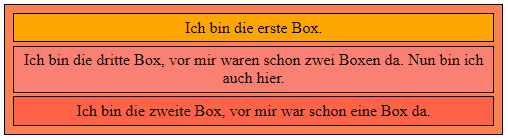 Flexboxen stehen untereinander
