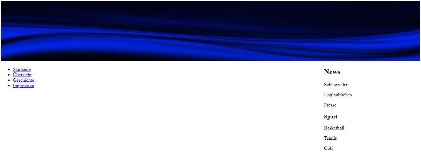 erweiterte Webseite für Layoutexperiment