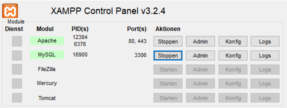 Apache Server im Control-Panel starten