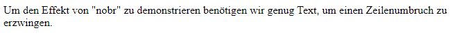 Langer Demotext mit nobreak, ohne Umbruch im Webbrowser