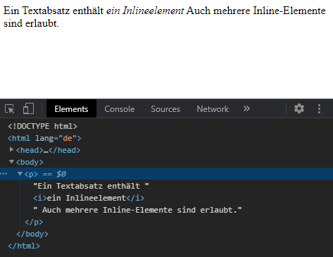 Verschachtelte Inlineelemente in Blockelemente