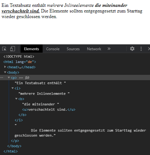 Verschachtelte Inlineelemente in Inlineelemente