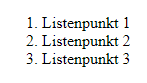 Listenelemente einer ordered list