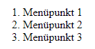 Listenpunkte einer geordneten Liste in HTML