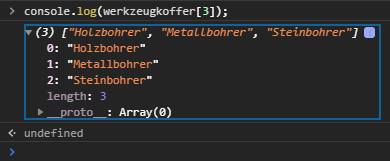 Das Array im Array wird ausgegeben