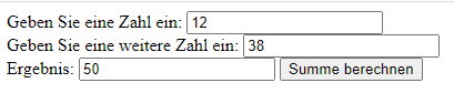 User Interface für Berechnungsfunktion