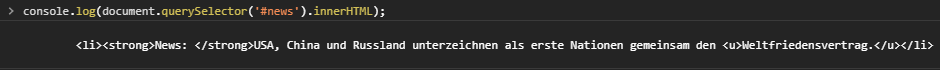 Textknoten mit Auszeichnung in der Konsole