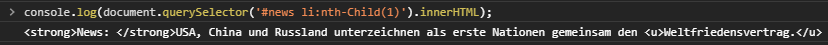 Kindelement in der Konsole