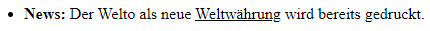 Verändertes Element mit Textauszeichnung