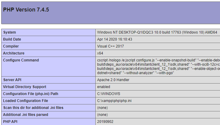 Erfolgreiche Ausgabe vom Apache-Server