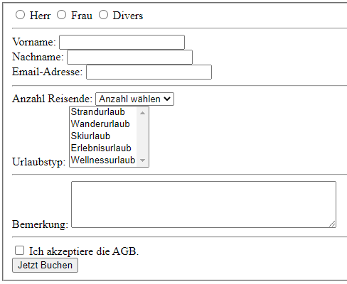 Formular im Webbrowser